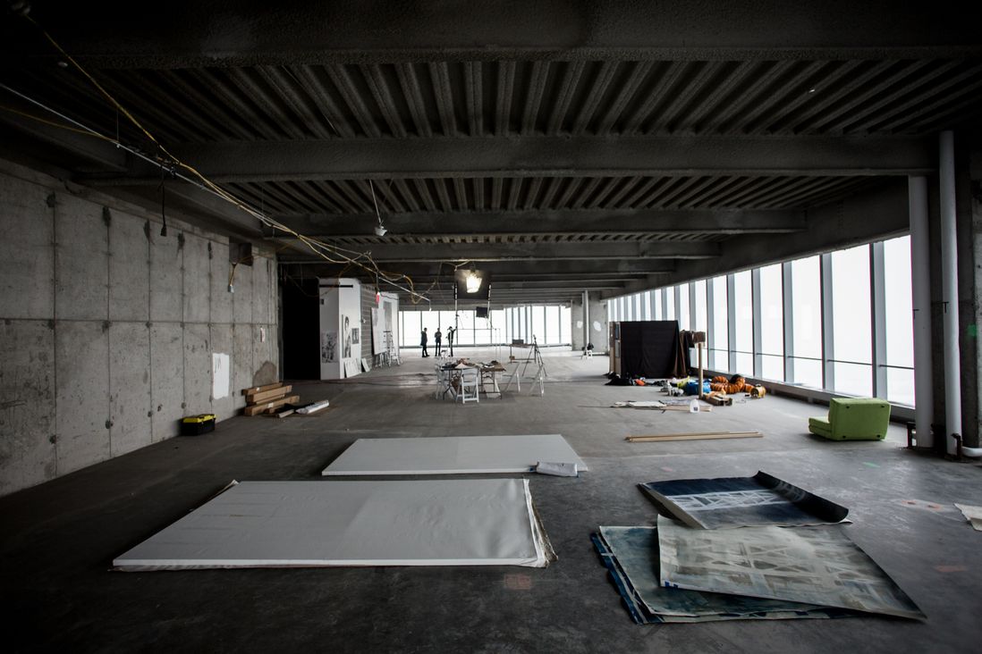 Unfinished installations on the 65th floor of 4 WTC